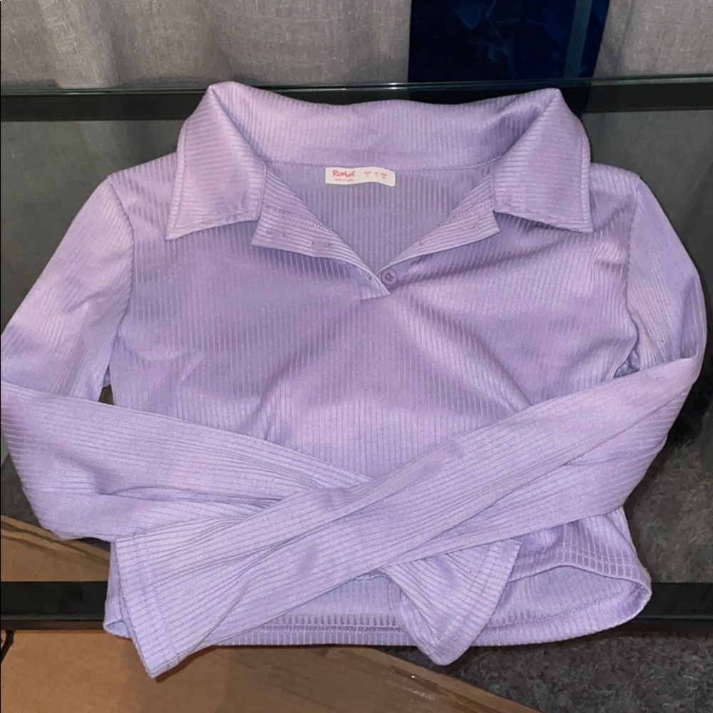 long sleeved ribbed cropped shirt